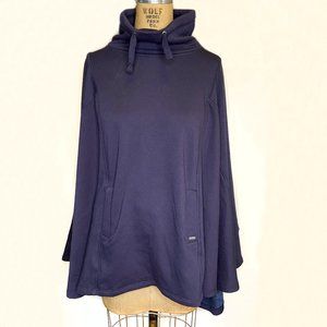 Cozy UGG Navy Blue Pichot Fleece-lined Poncho—M/L